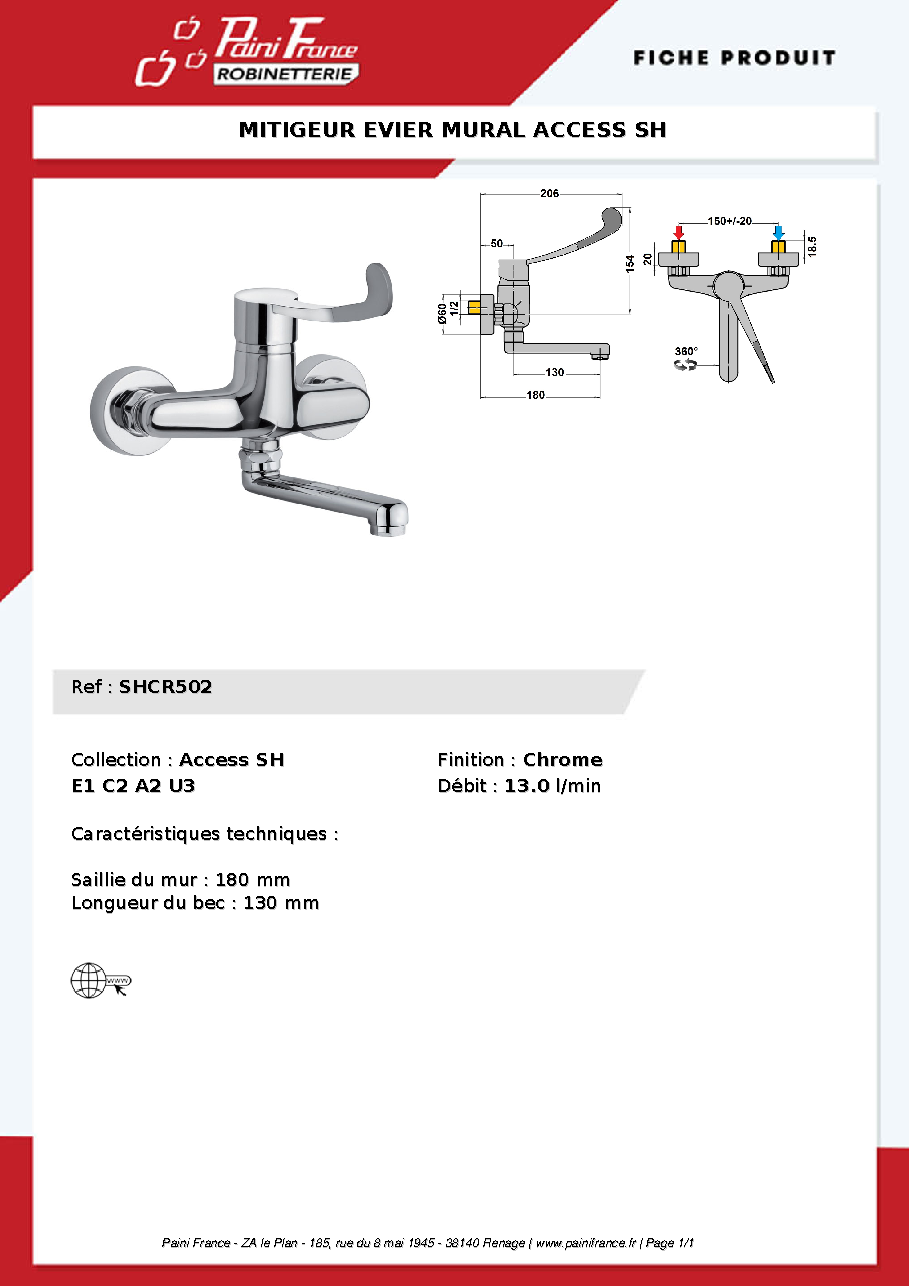 Fiche technique fournisseur