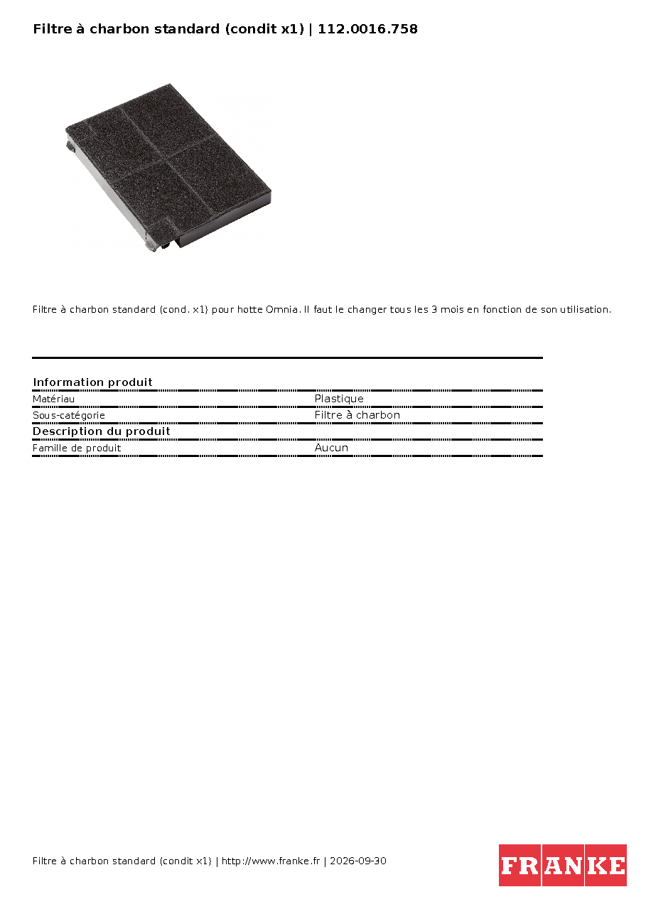 Fiche technique fournisseur