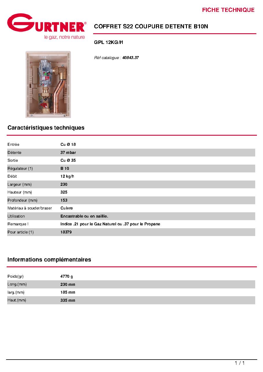 Fiche technique fournisseur