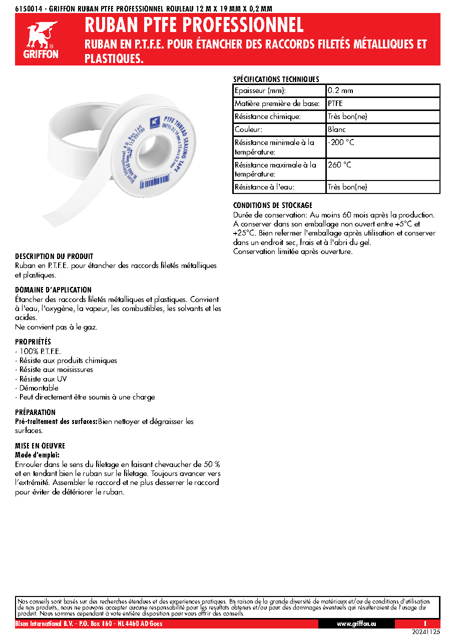 Fiche technique fournisseur
