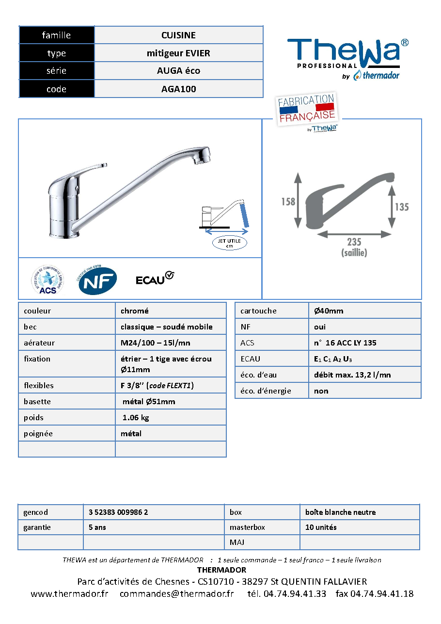 Fiche technique fournisseur