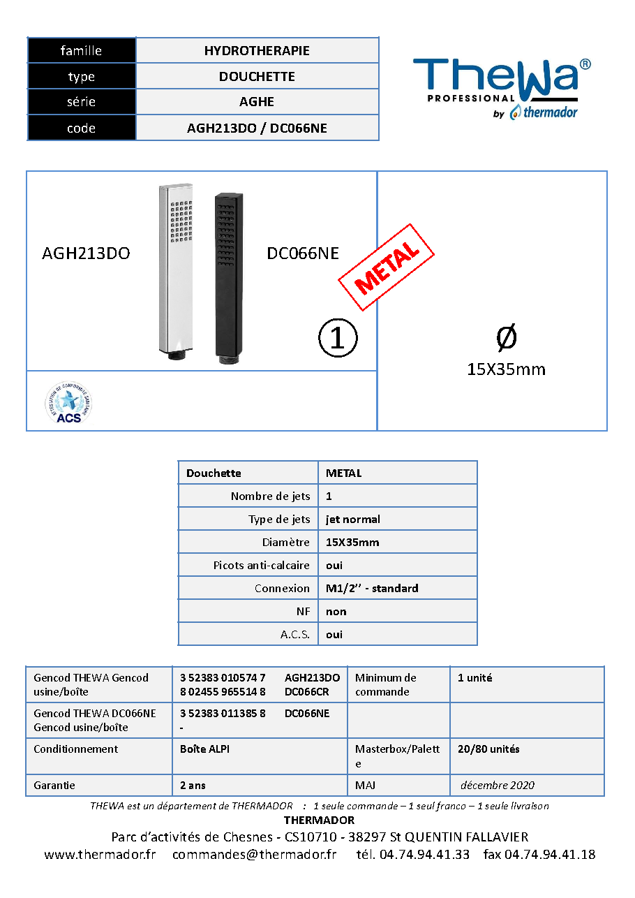 Fiche technique fournisseur