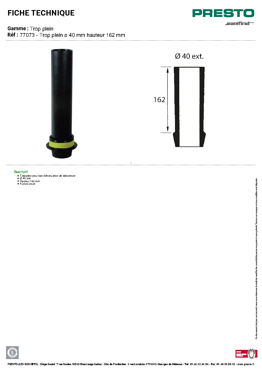 Fiche technique fournisseur