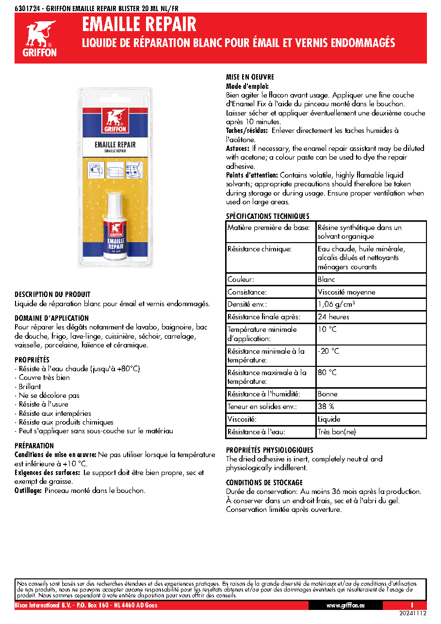Fiche technique fournisseur