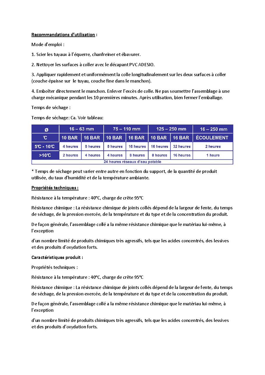 Fiche technique fournisseur