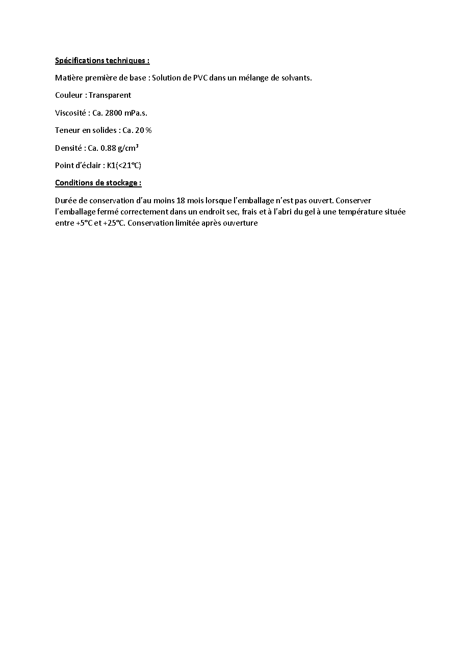 Fiche technique fournisseur