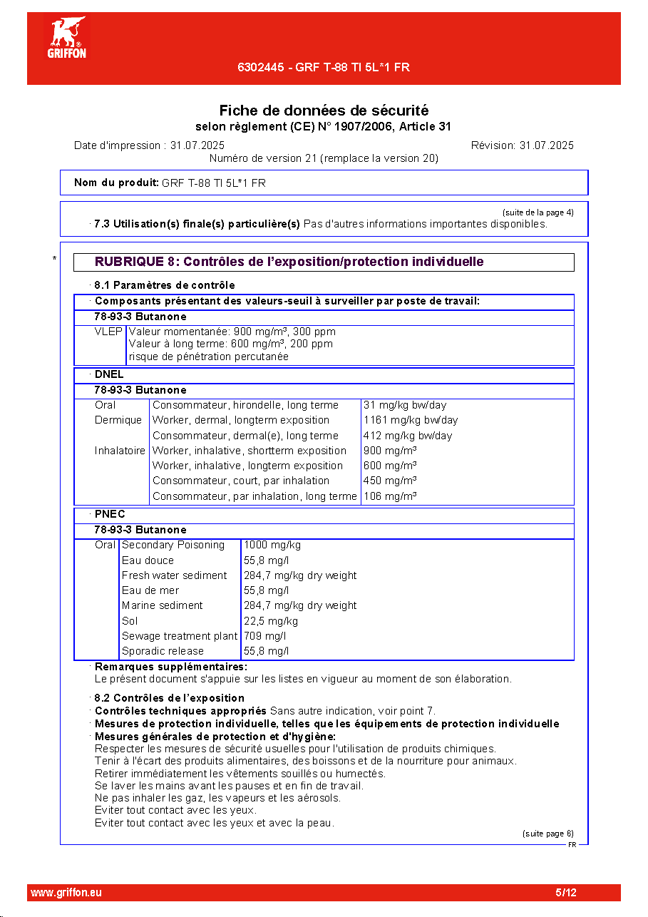 Fiche technique fournisseur