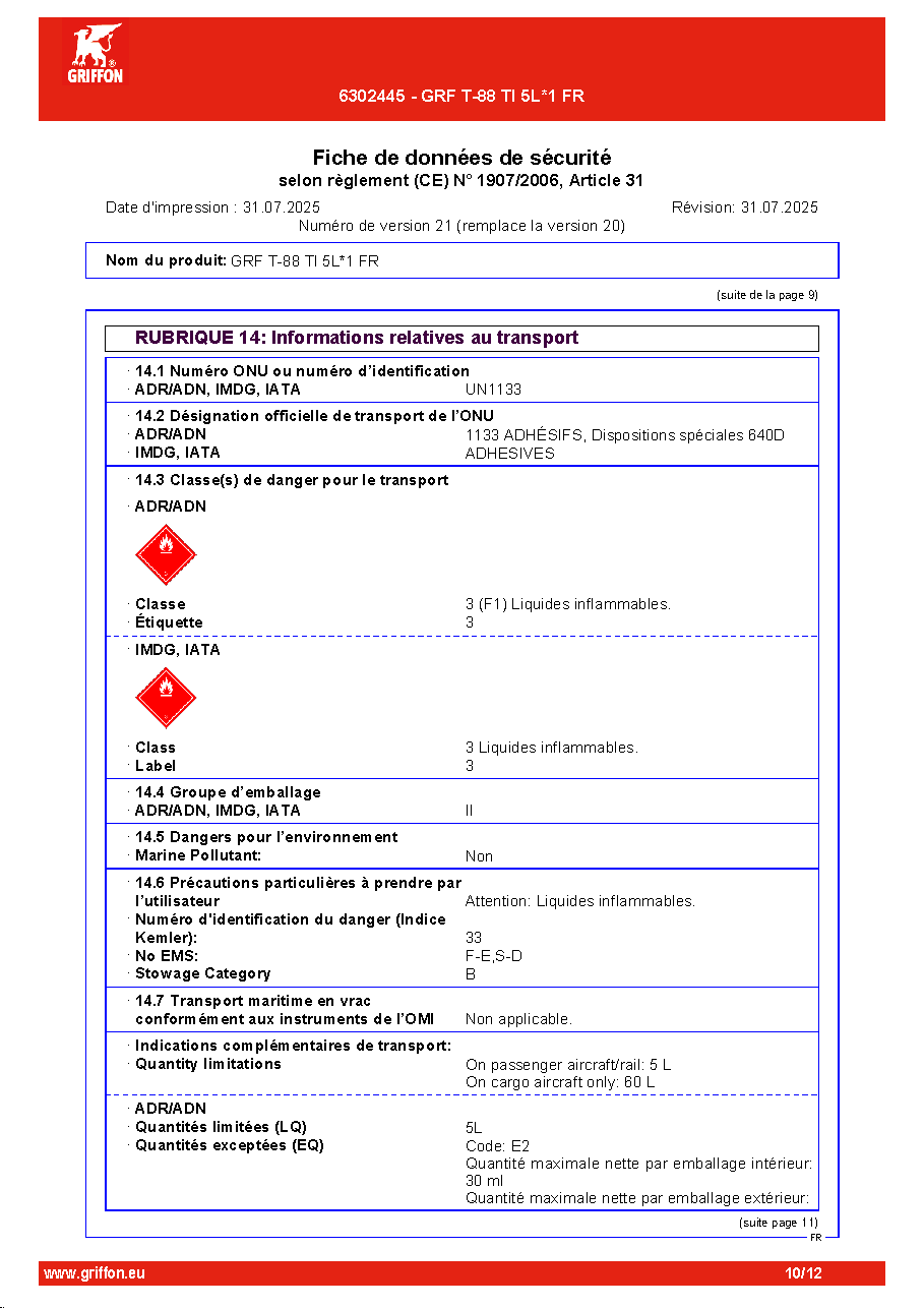 Fiche technique fournisseur