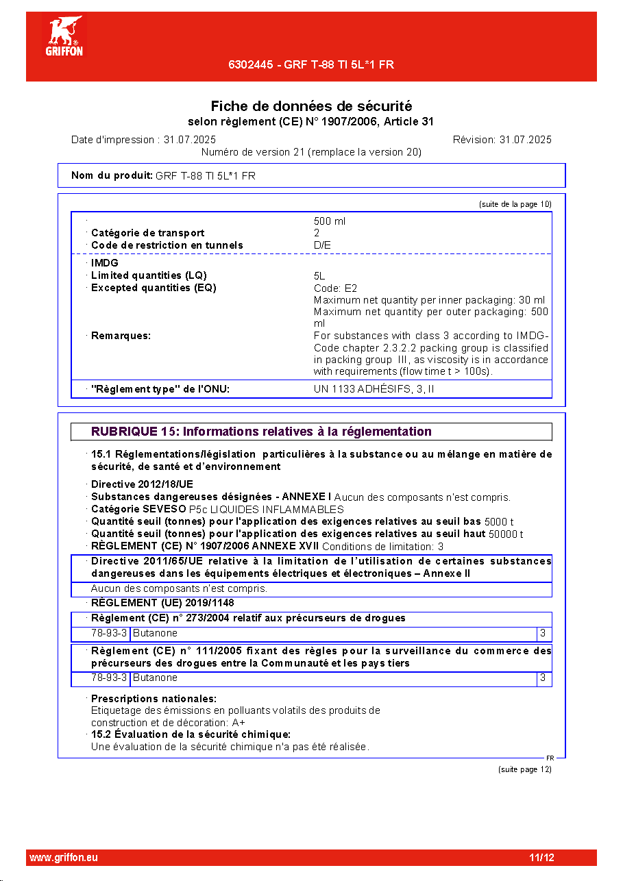 Fiche technique fournisseur
