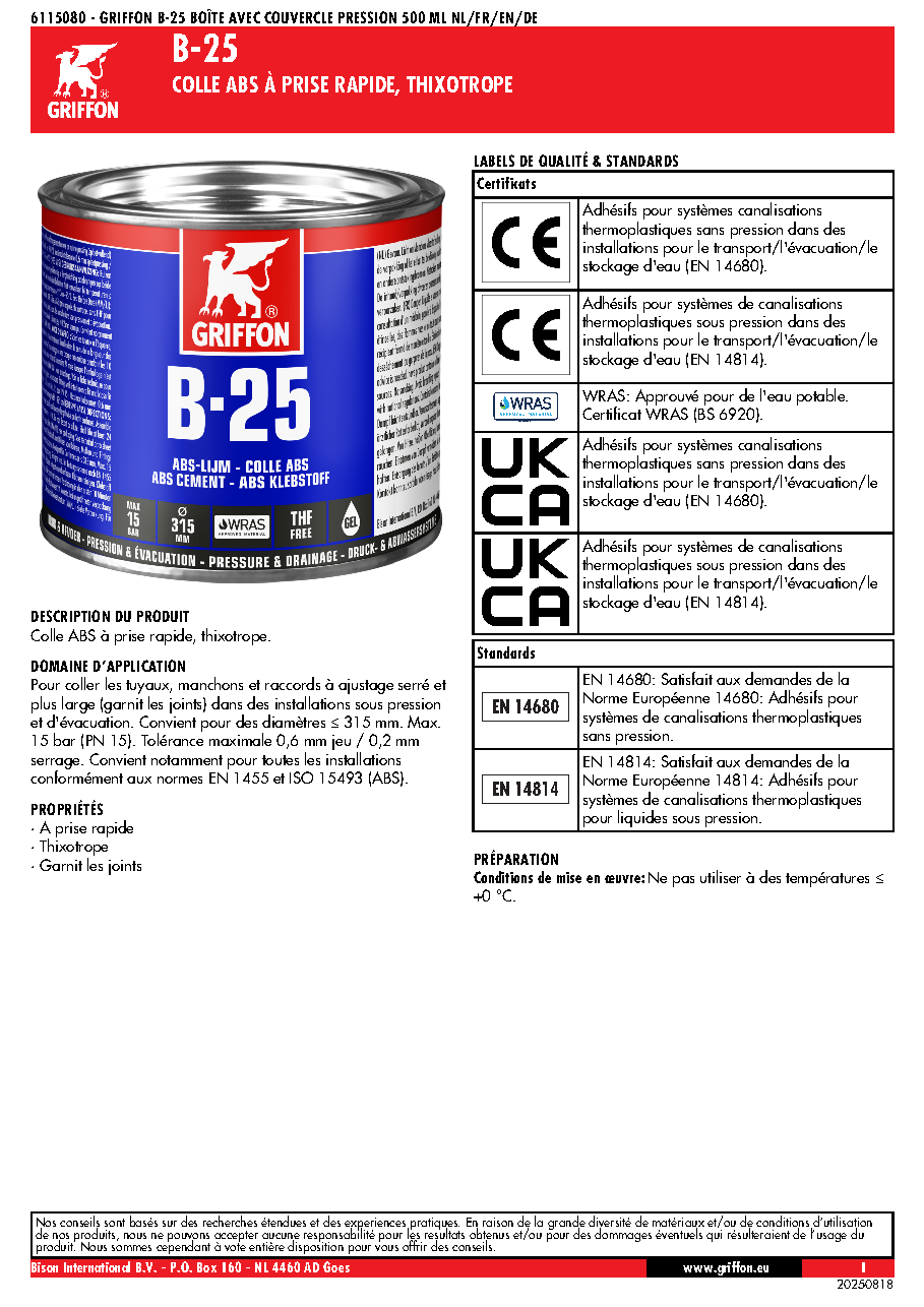 Fiche technique fournisseur
