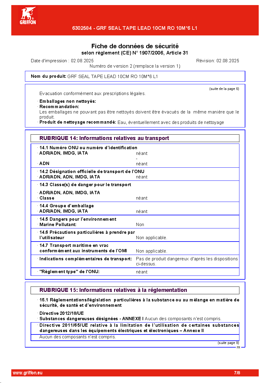 Fiche technique fournisseur