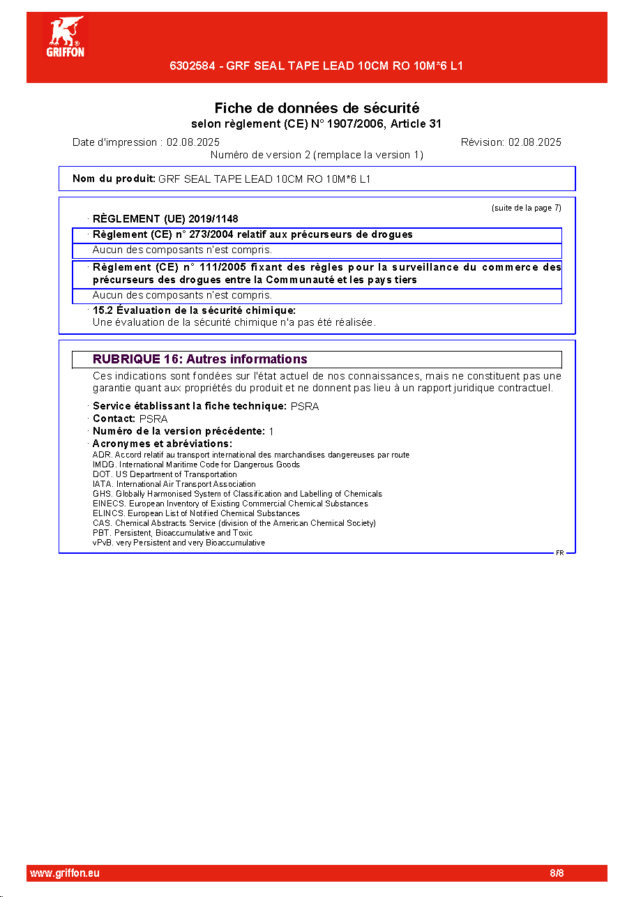 Fiche technique fournisseur