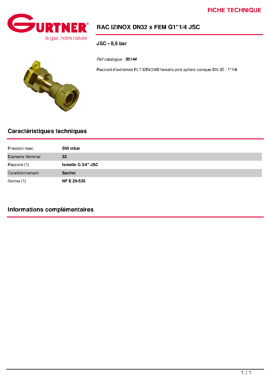 Fiche technique fournisseur