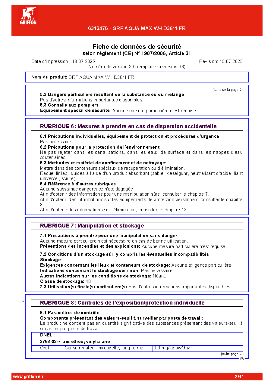 Fiche technique fournisseur
