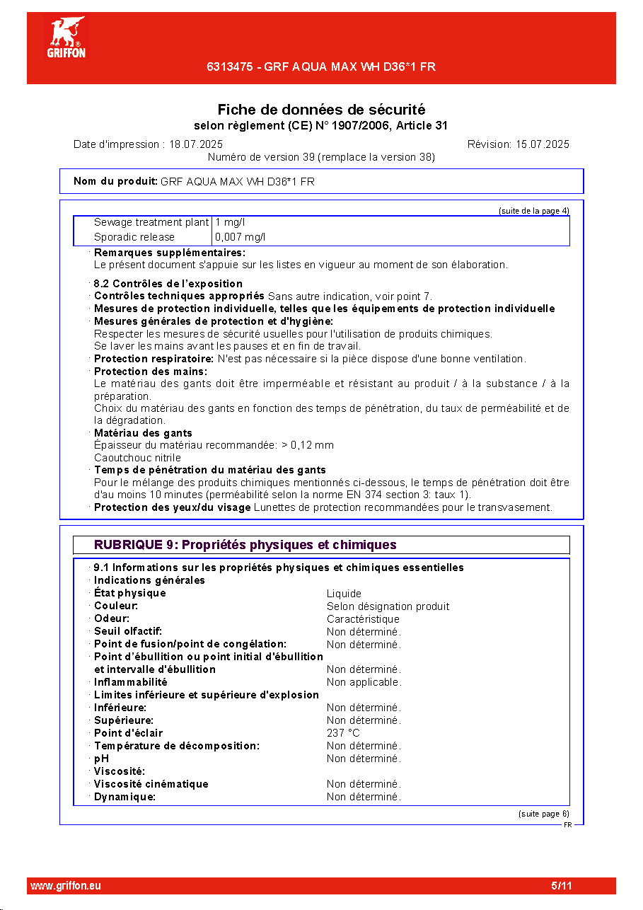 Fiche technique fournisseur