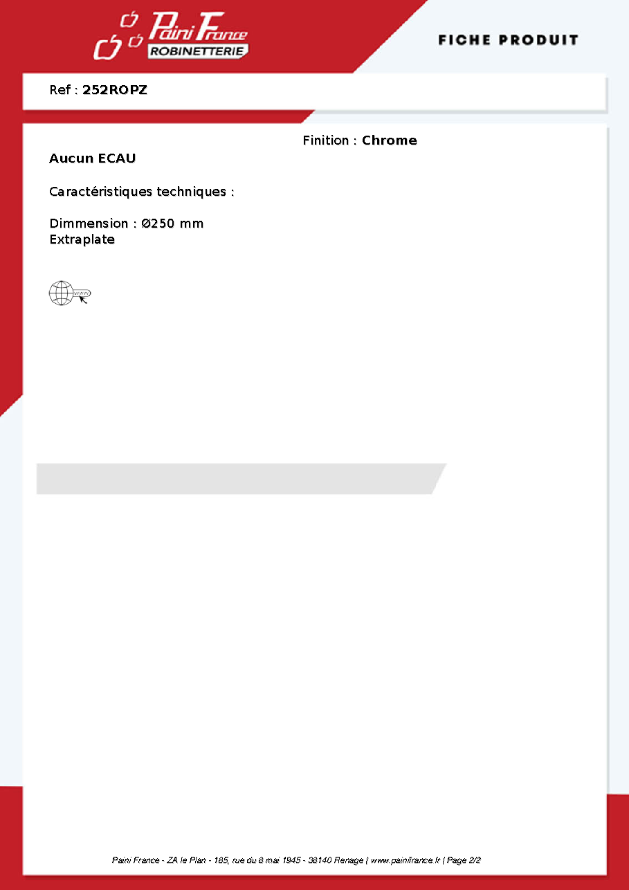 Fiche technique fournisseur