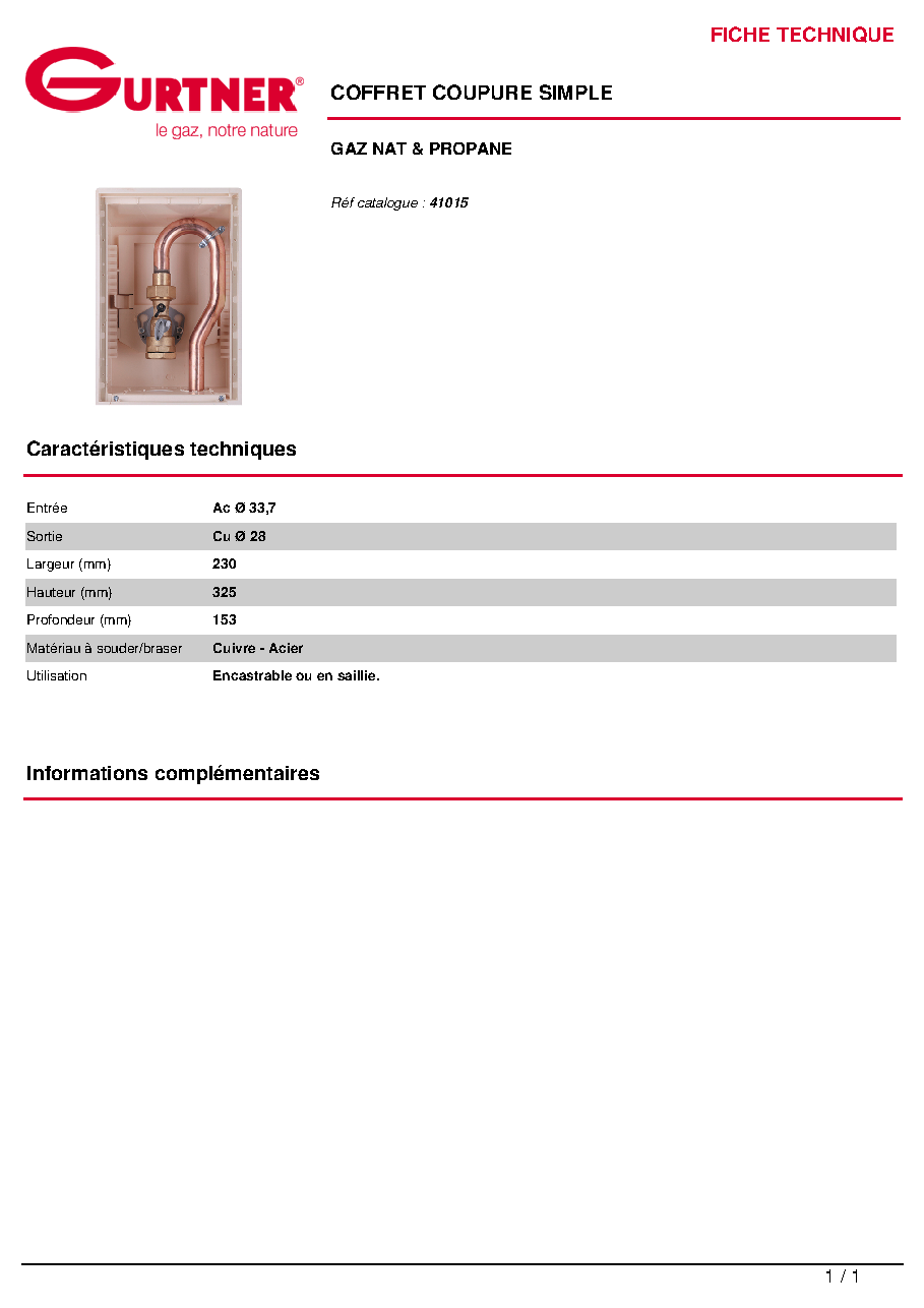Fiche technique fournisseur