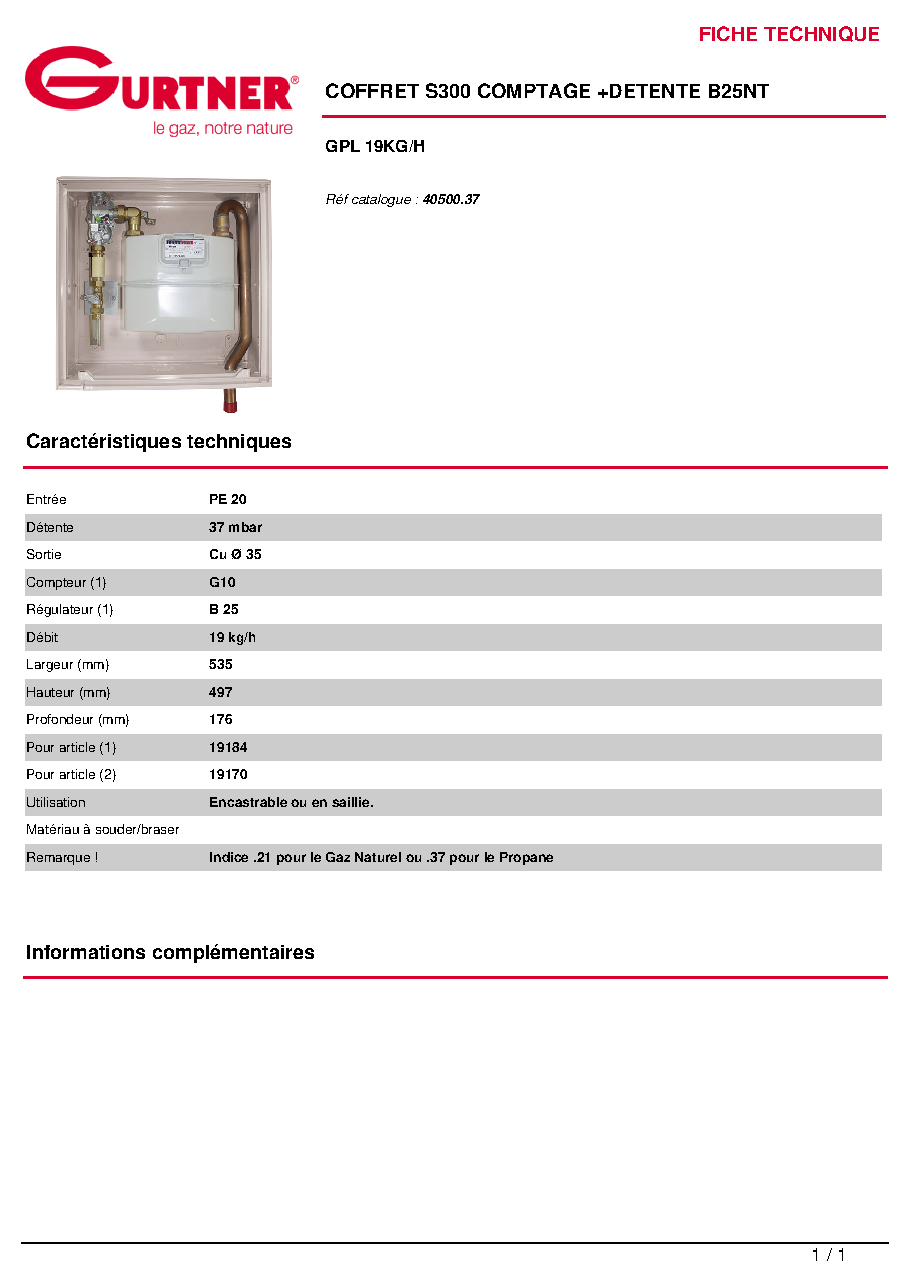 Fiche technique fournisseur