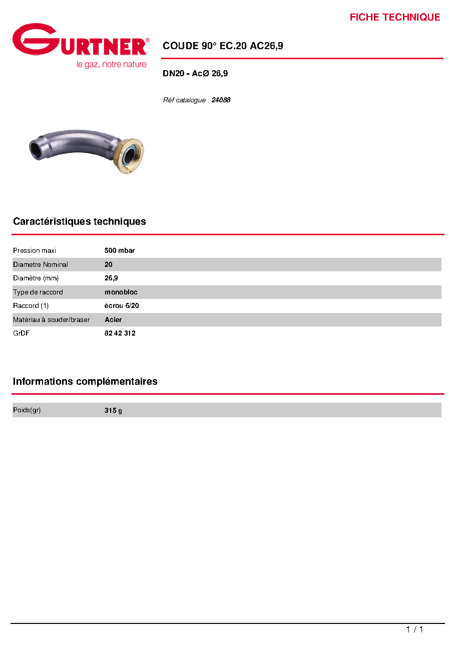 Fiche technique fournisseur