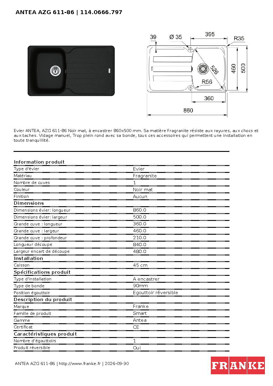 Fiche technique fournisseur