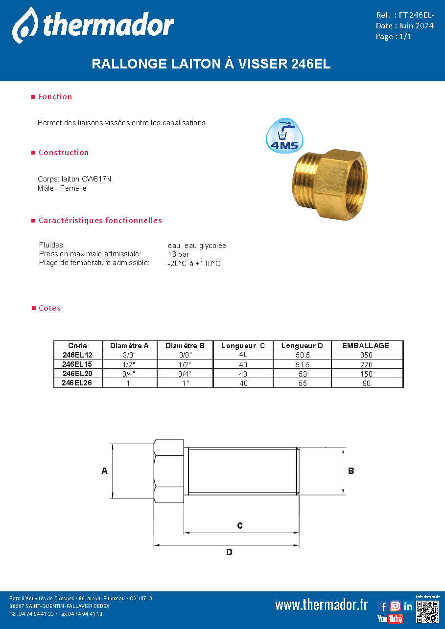 Fiche technique fournisseur