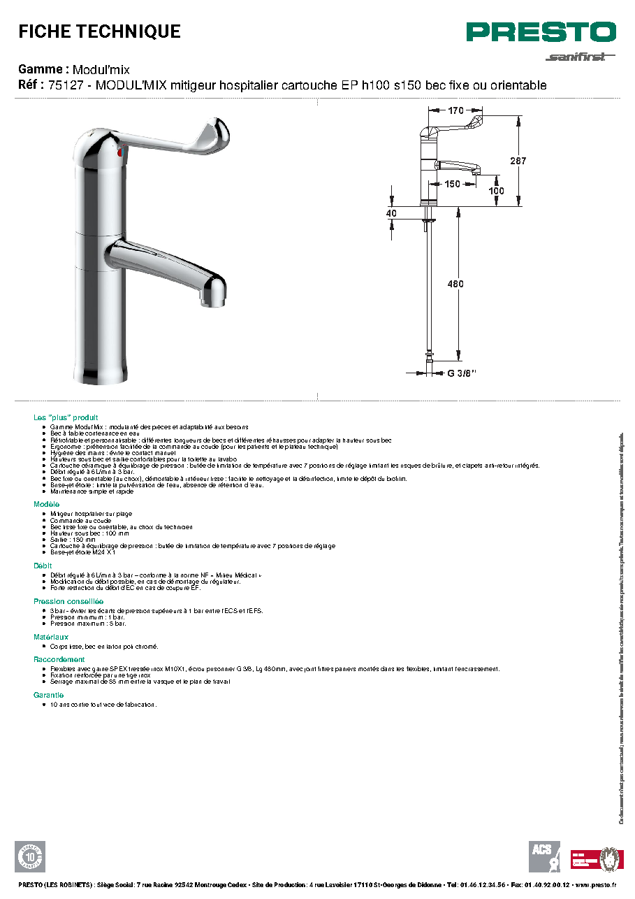 Fiche technique fournisseur