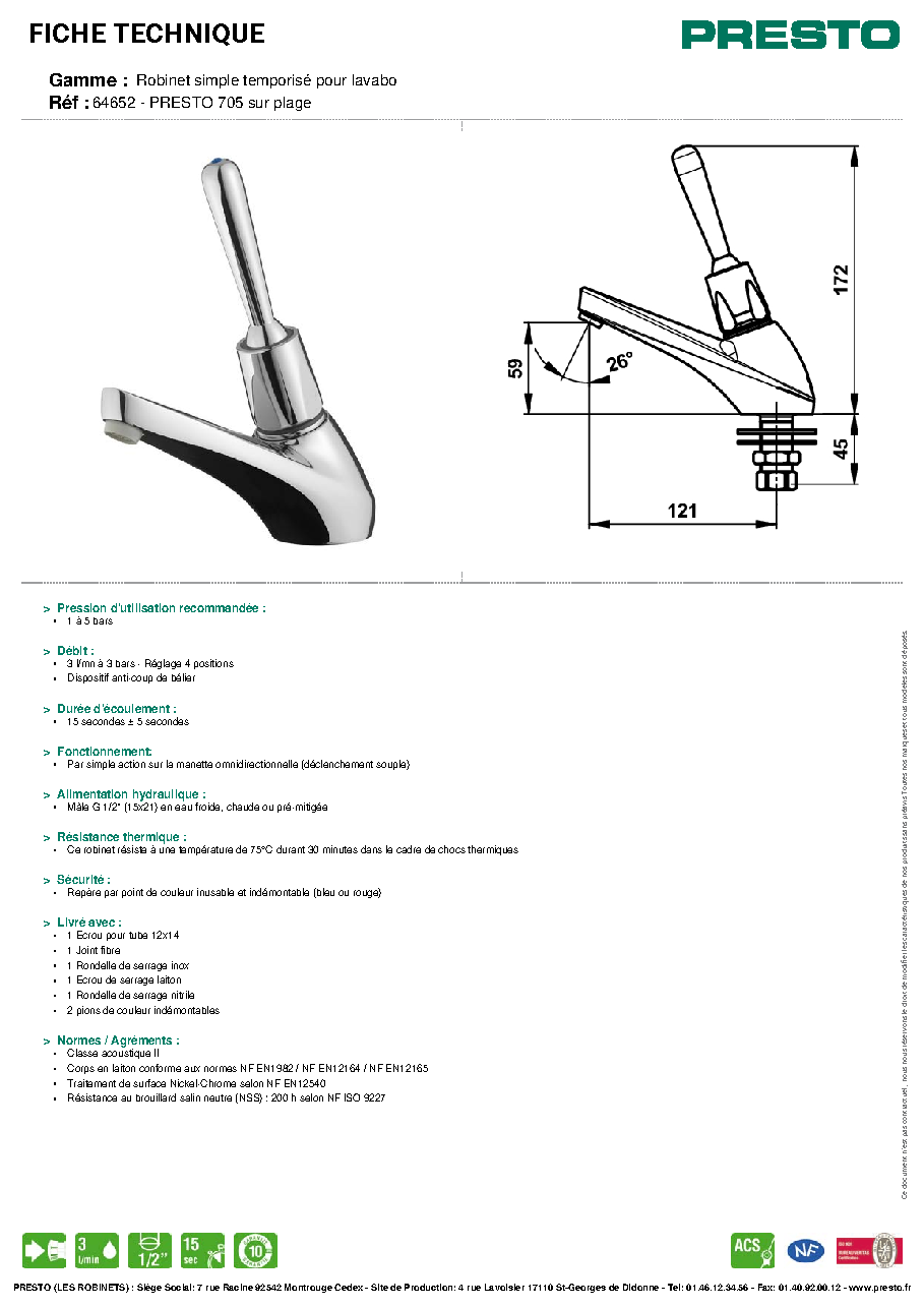 Fiche technique fournisseur