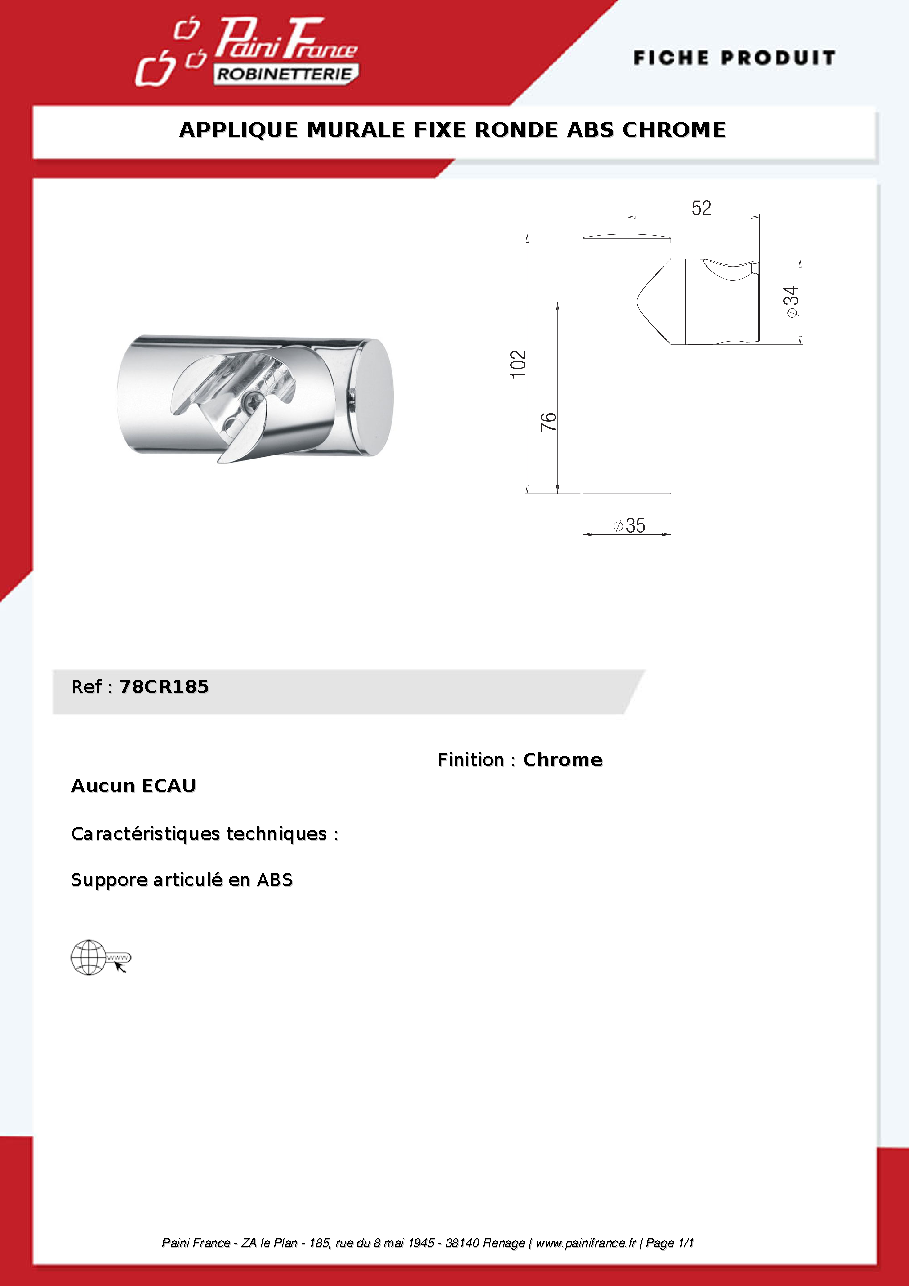 Fiche technique fournisseur