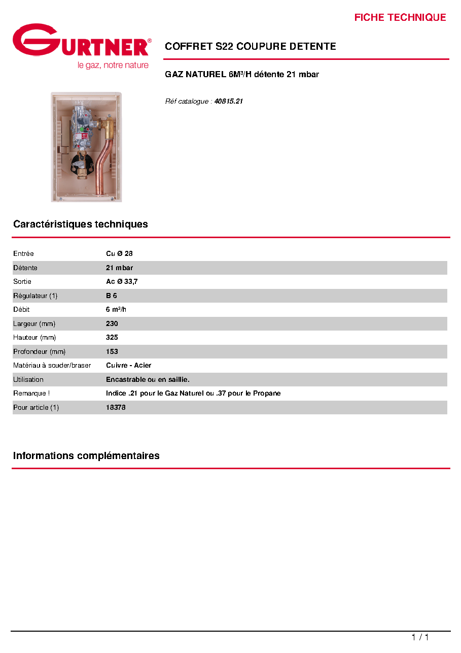 Fiche technique fournisseur