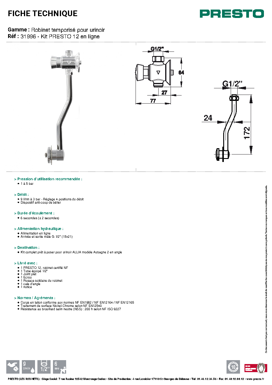 Fiche technique fournisseur