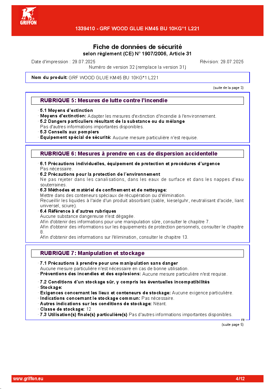Fiche technique fournisseur