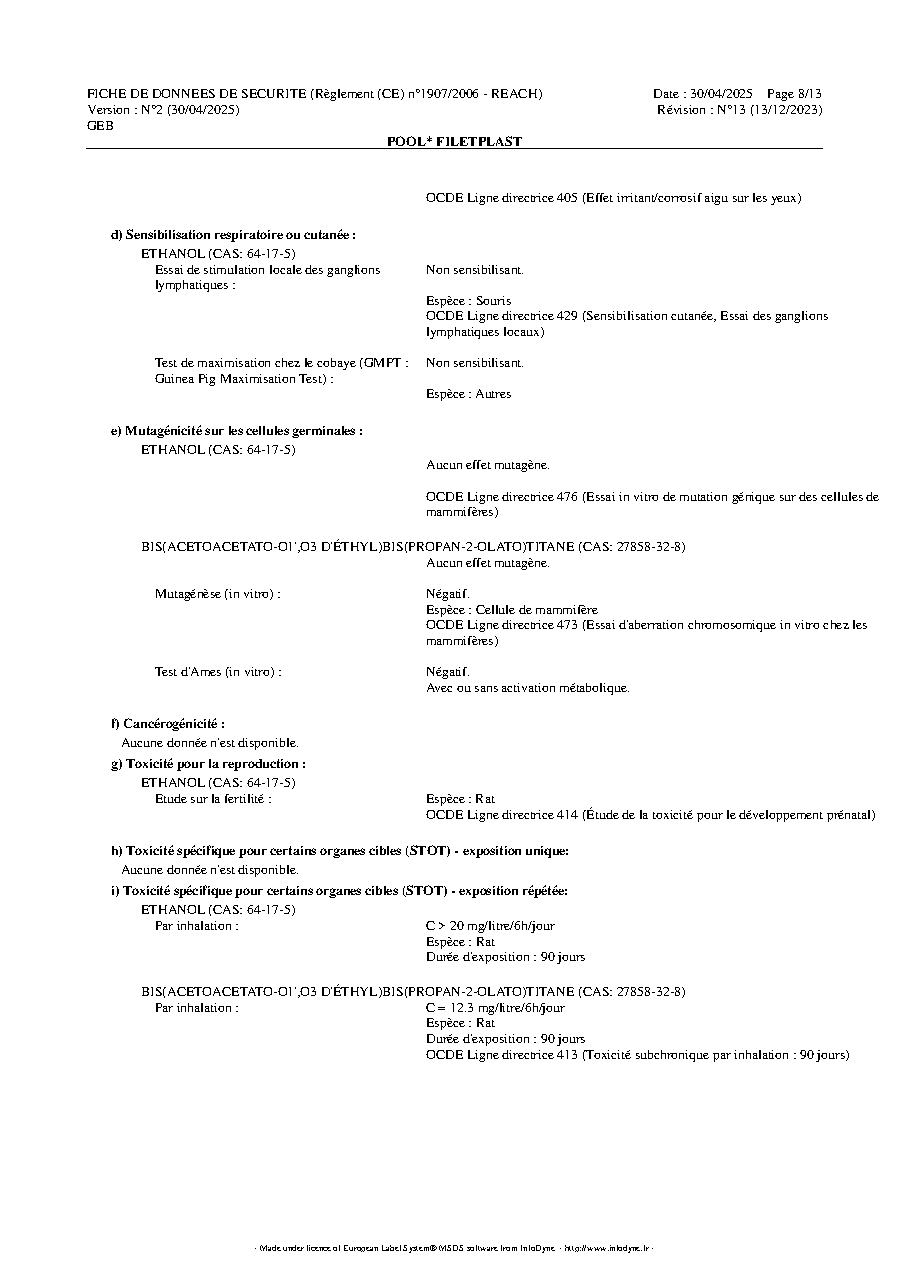 Fiche technique fournisseur