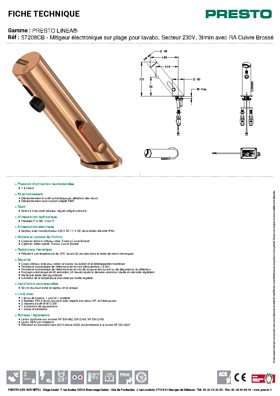 Fiche technique fournisseur