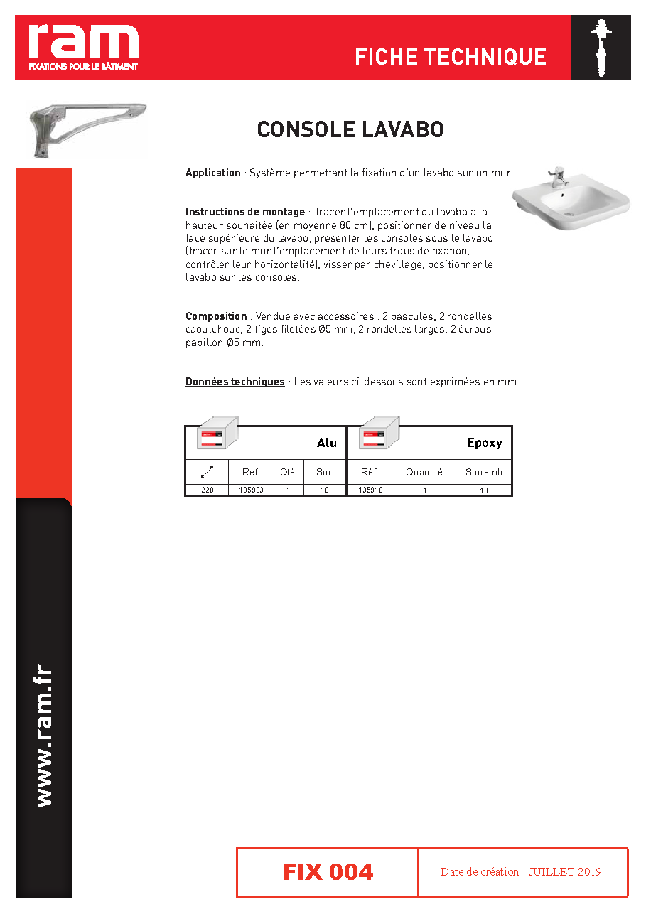 Fiche technique fournisseur