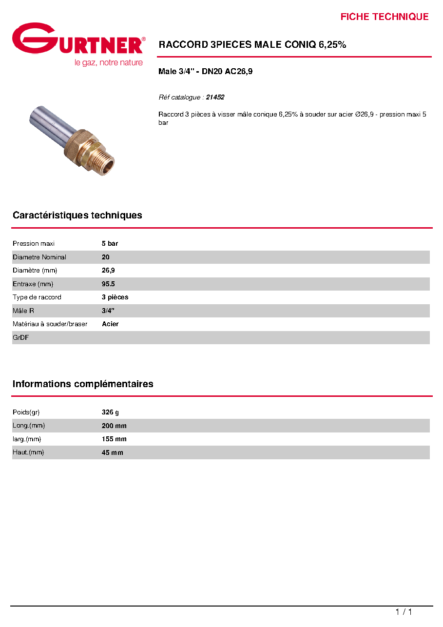 Fiche technique fournisseur