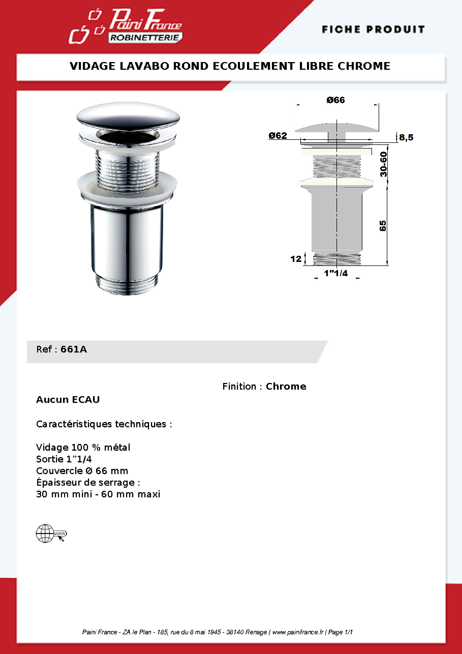 Fiche technique fournisseur
