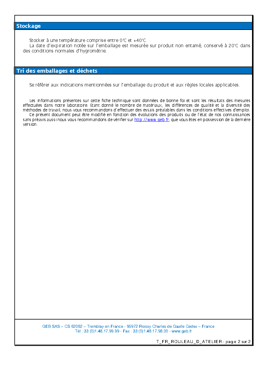 Fiche technique fournisseur