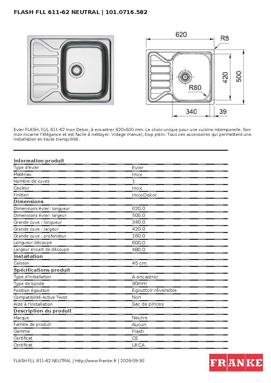 Fiche technique fournisseur
