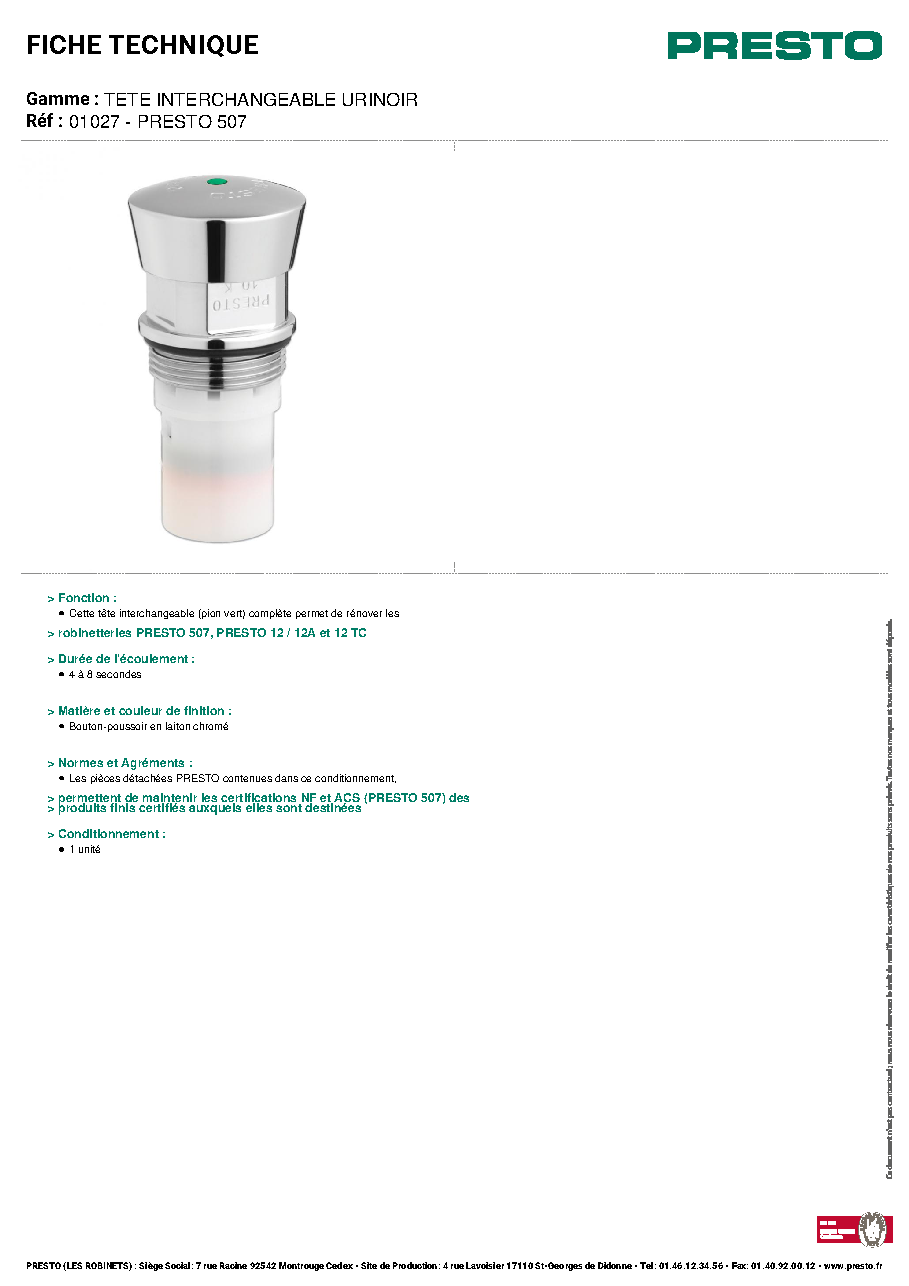 Fiche technique fournisseur