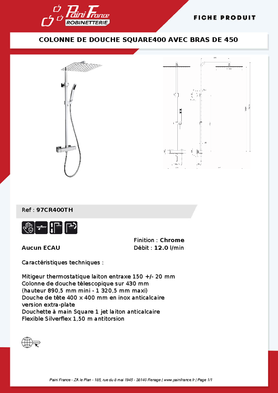 Fiche technique fournisseur