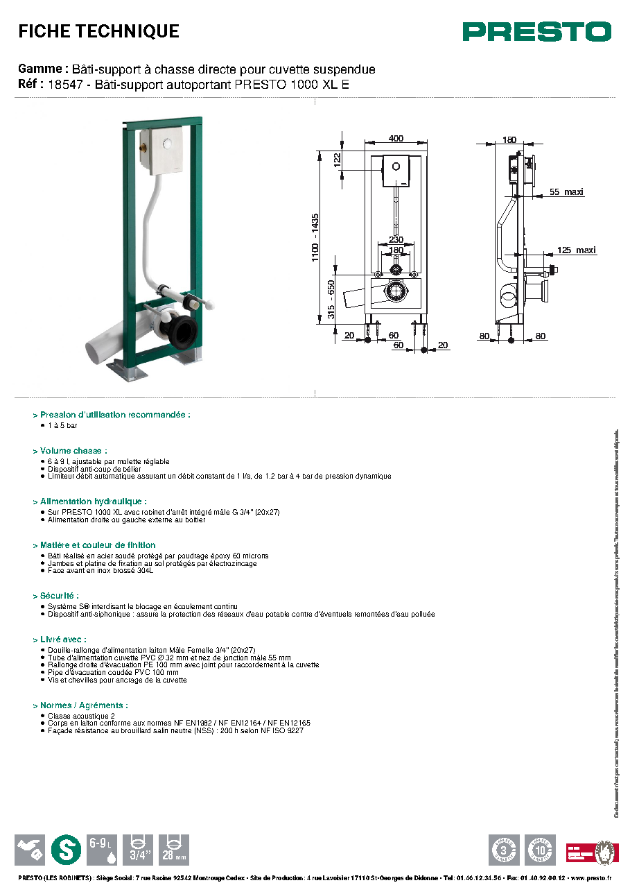 Fiche technique fournisseur