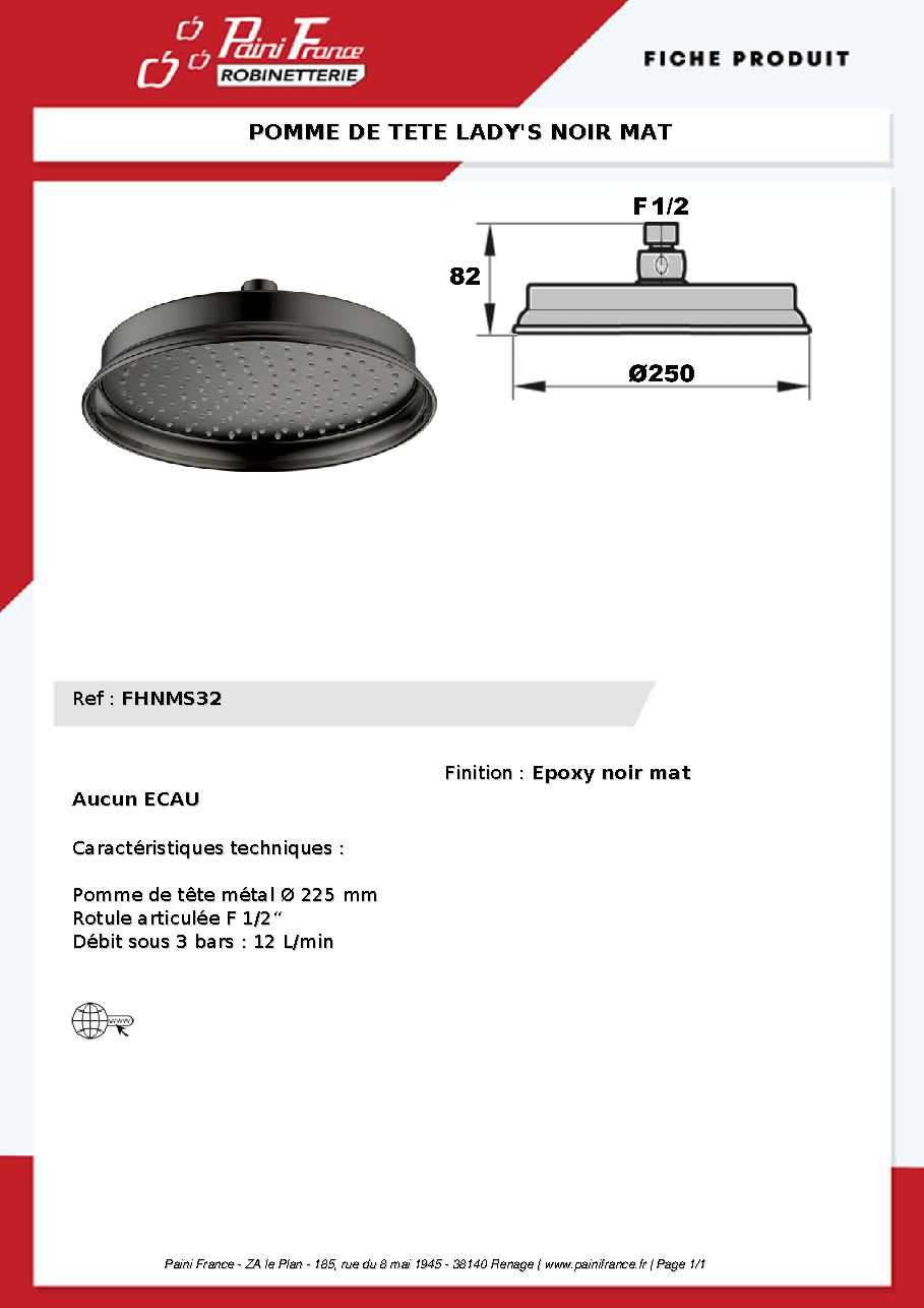 Fiche technique fournisseur