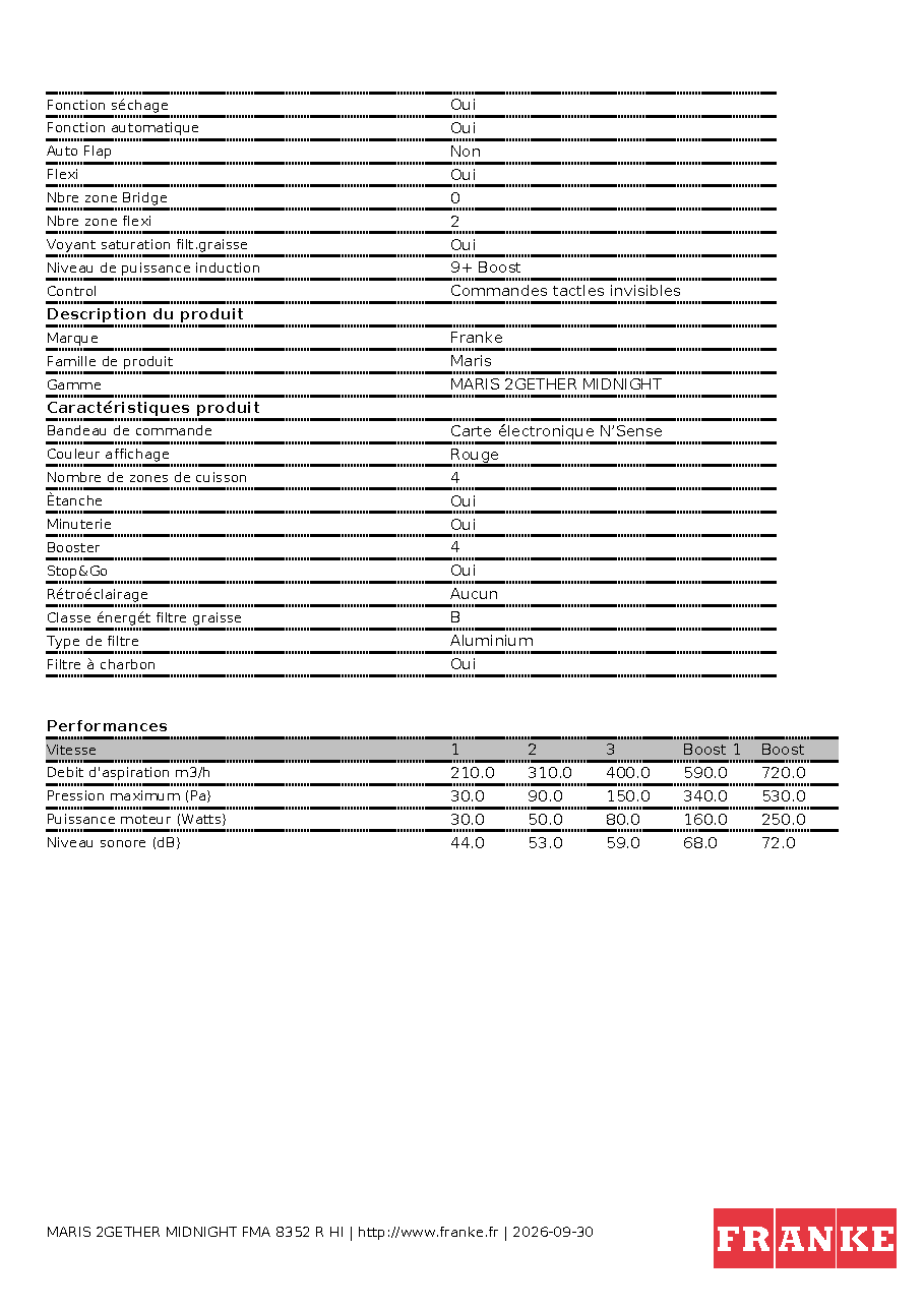 Fiche technique fournisseur