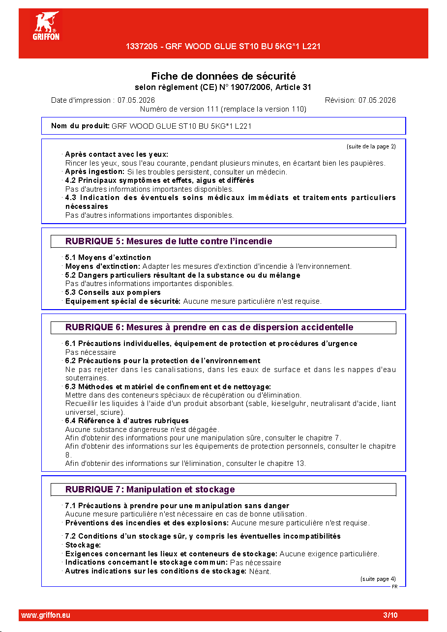 Fiche technique fournisseur