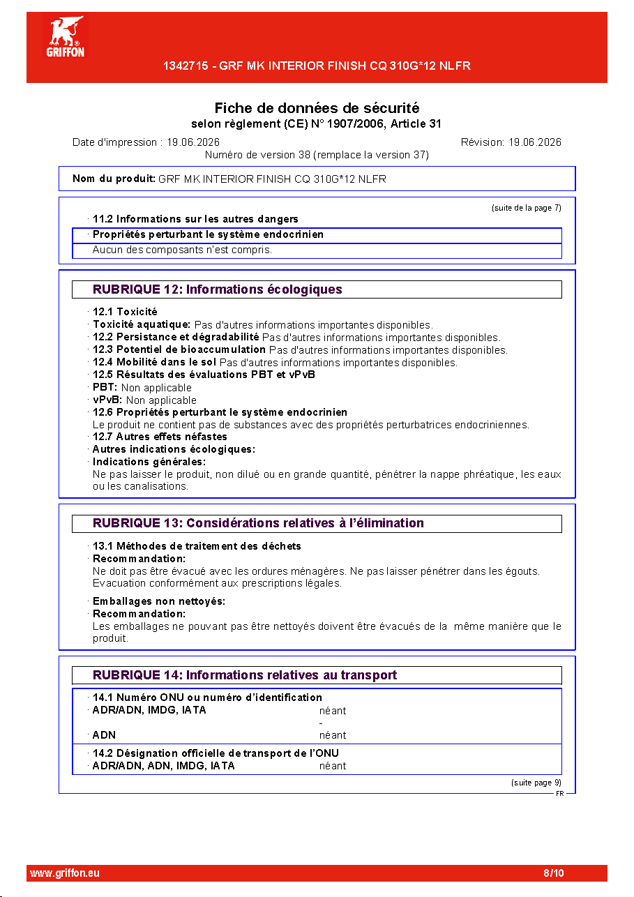 Fiche technique fournisseur