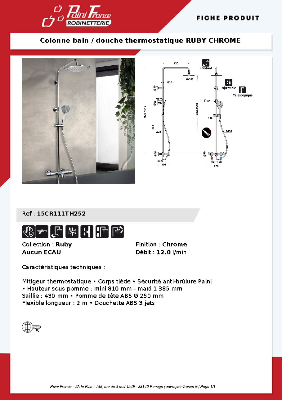Fiche technique fournisseur