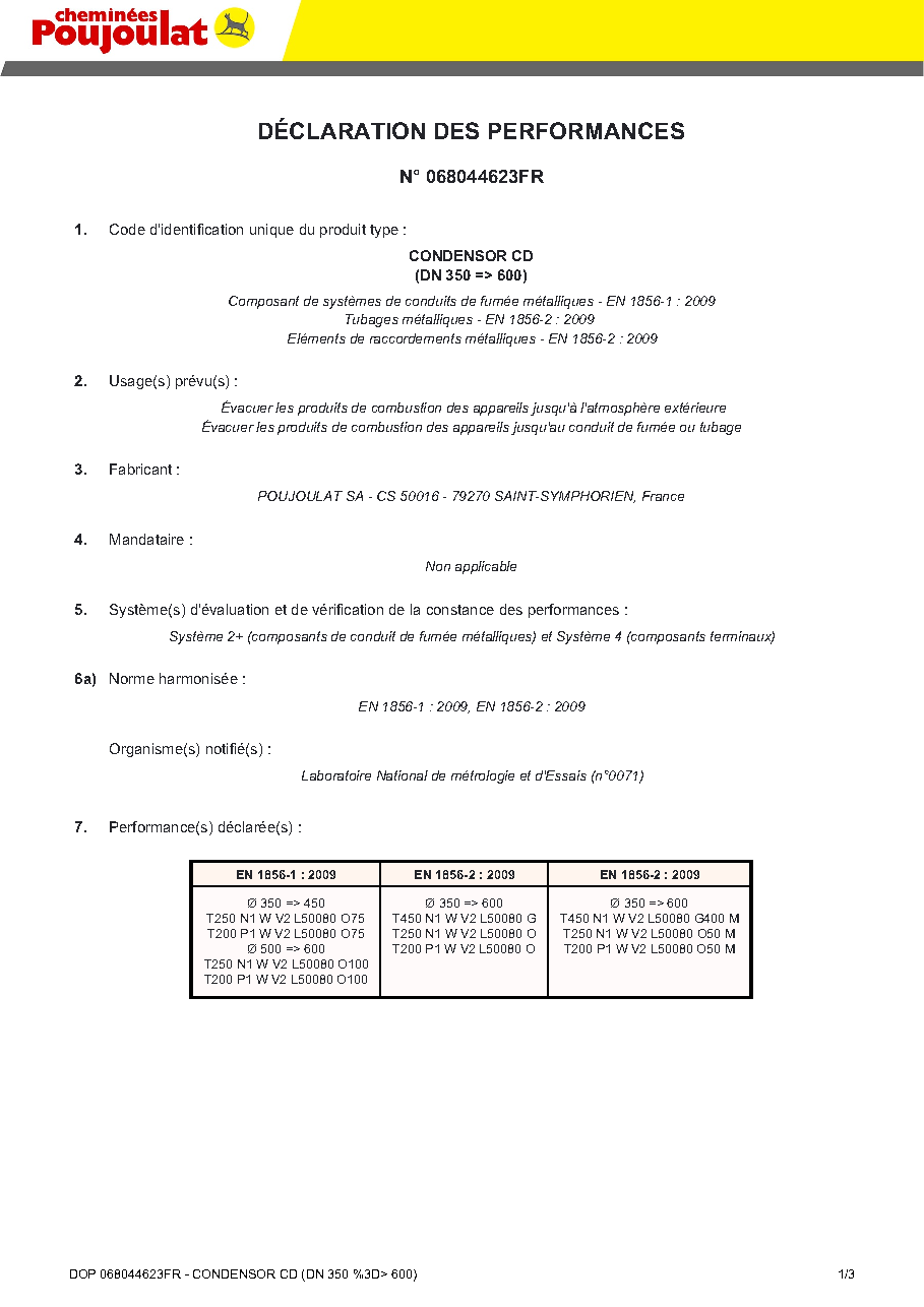 Fiche technique fournisseur