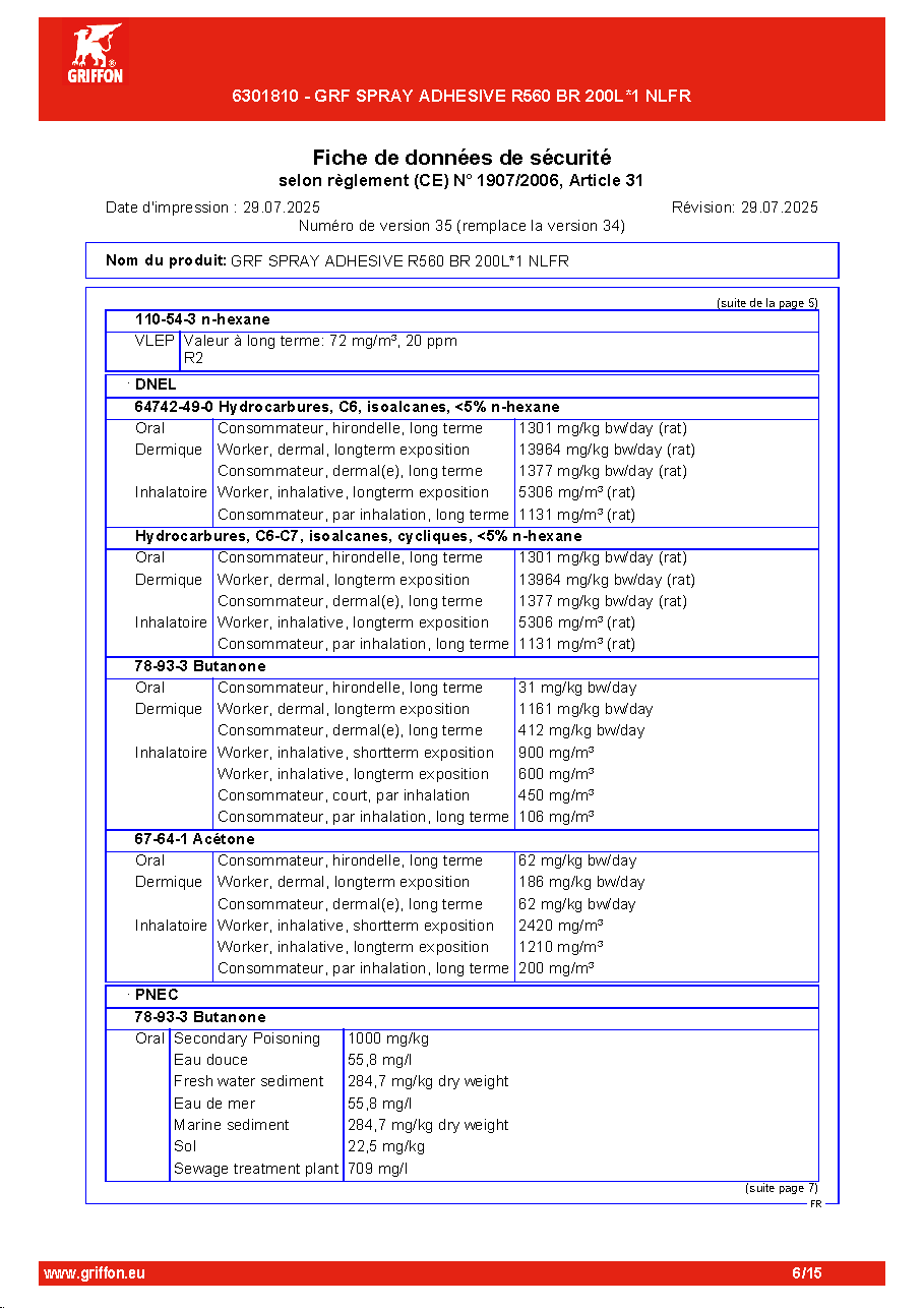 Fiche technique fournisseur