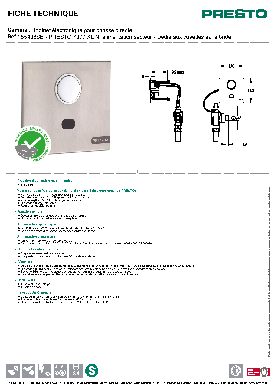 Fiche technique fournisseur