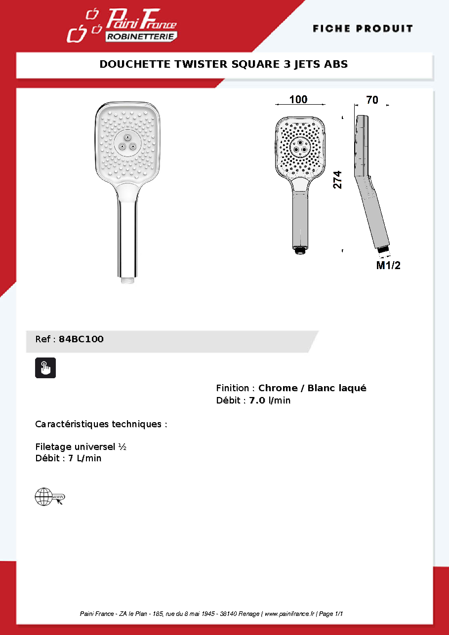 Fiche technique fournisseur